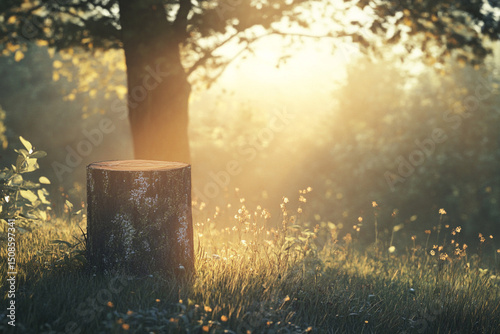Late sun glow on object in wilderness scene