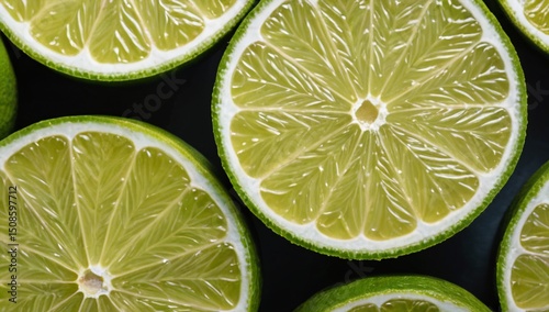 Green lime wedges isolated on white background