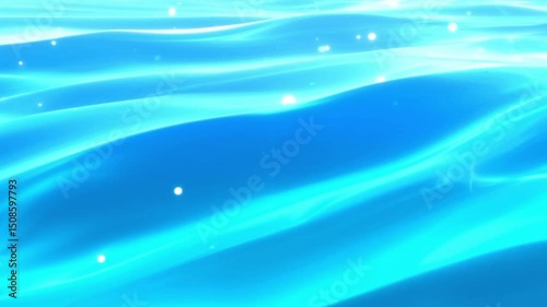 Deep Ocean-Inspired Dark Blue and Turquoise Waves with Sparkling Light in Abstract Animation