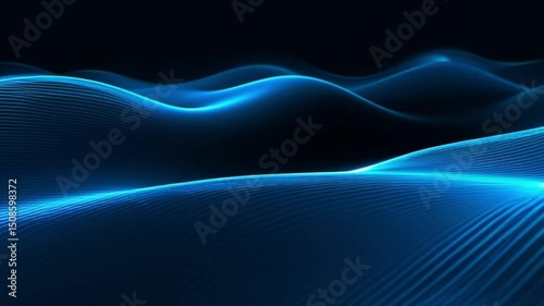 Futuristic Electric Blue and Green Tech Waves — Glowing Abstract Digital Flow