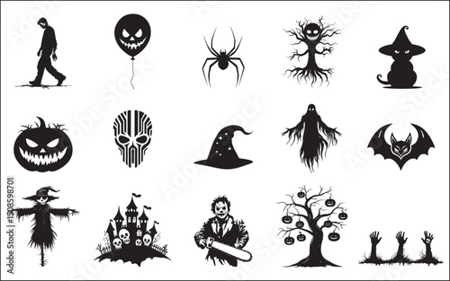 halloween set of yoga icons