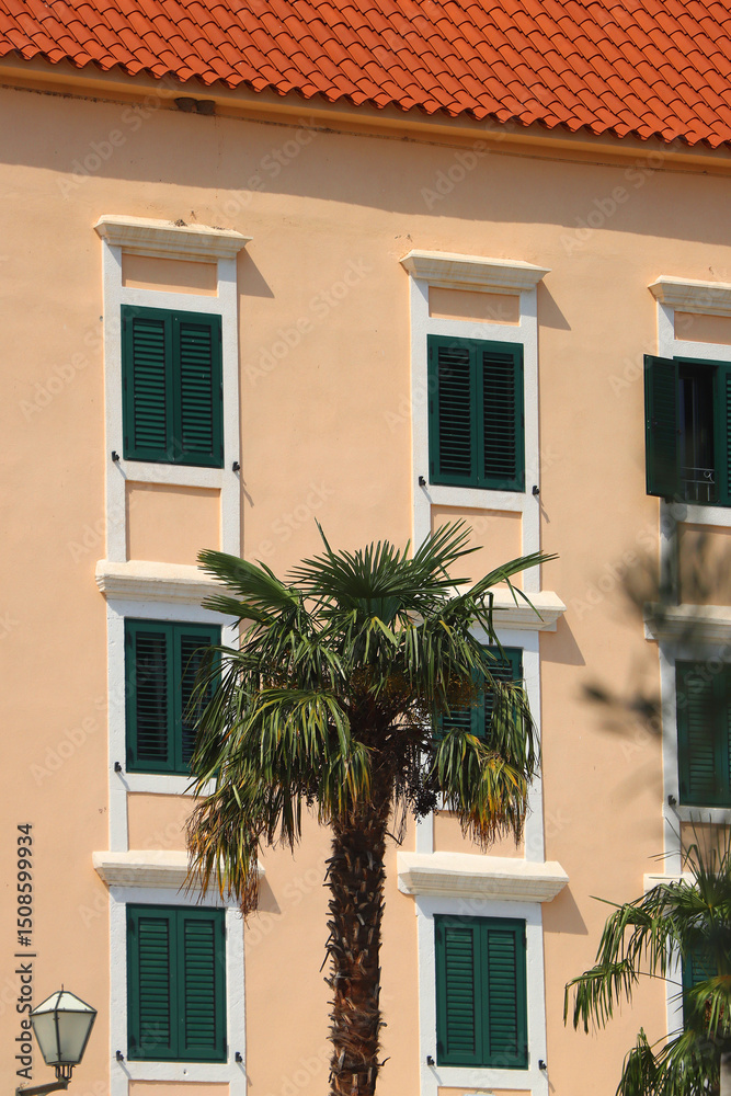 Fototapeta premium Historic and traditional Mediterranean architecture in Makarska, Croatia.