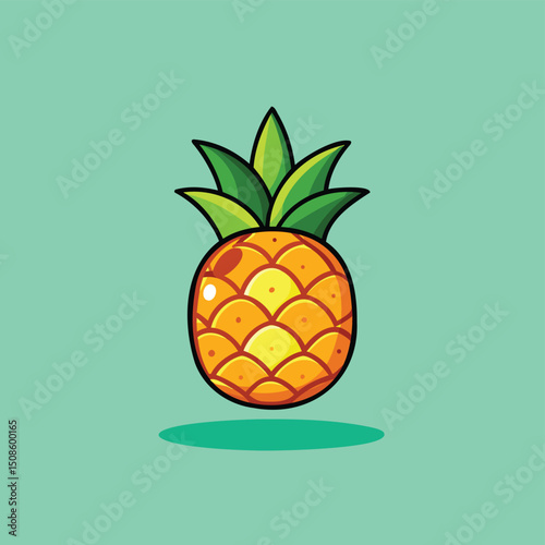 Pineapple fruit floating cartoon vector illustration