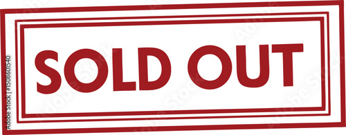 Bold Red "Sold Out" Stamp with Double Border on White Background.