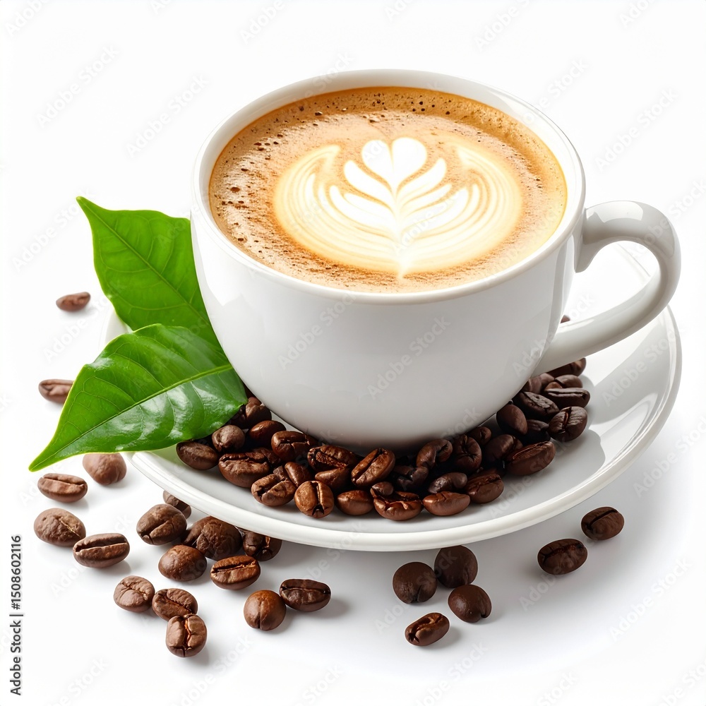 Obraz premium Cappuccino with Beans Isolated