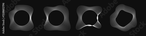 Set of round curved frames with dynamic wavy stripes