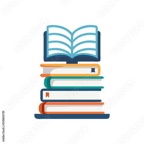 Stack of Books with Open Book Icon