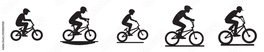 Naklejka premium vector silhouette of a bmx rider