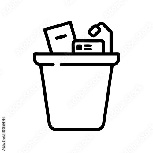 trash bin with electronic  devices, icon