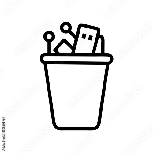 e-waste bin, black icon