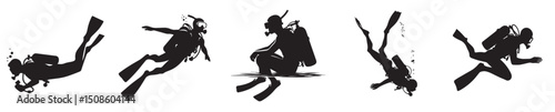 vector silhouette of a diver