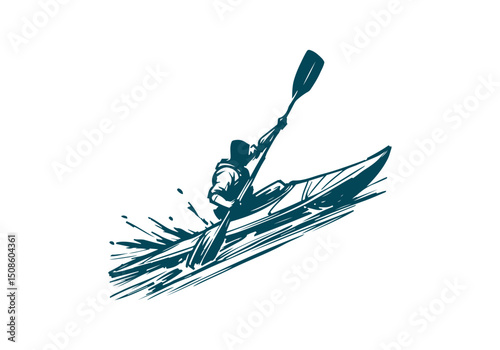 Kayak hand drawn sketch vector illustration
