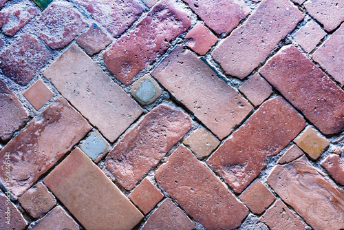 Zenithal view of an old geometric floor in an old building. Concept backgrounds and textures.