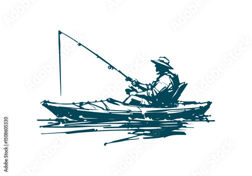 Kayak hand drawn sketch vector illustration
