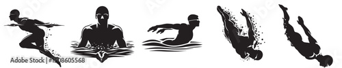 vector silhouette of a swimmer