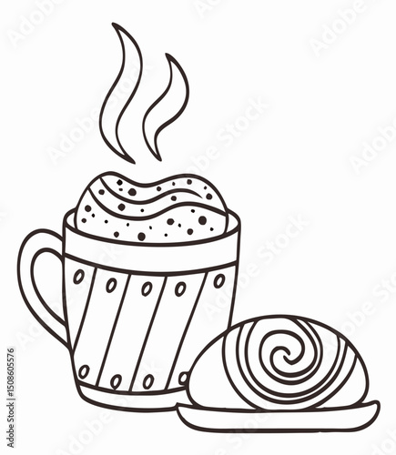 Hot Cocoa and Pastry: Cozy Winter Drink Illustration