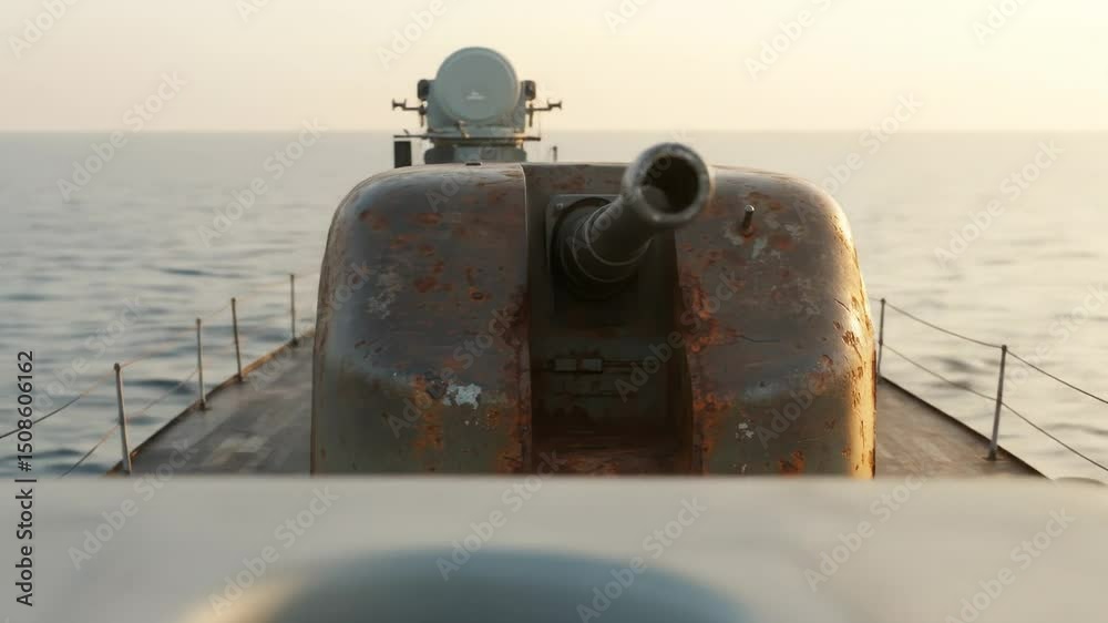 Rusty naval cannon on ship deck historical military equipment aged weapon maritime defense system Rusty naval cannon on ship deck historical military equipment aged weapon maritime defense system
