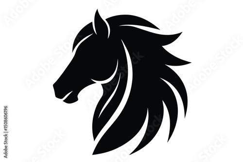 Graceful black horse head silhouette vector | elegant and detailed equine profile