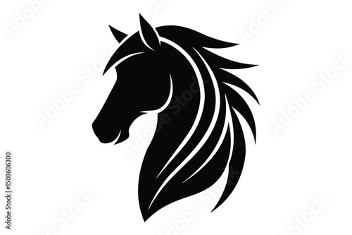 Decorative horse head silhouette vector art | detailed profile equestrian face