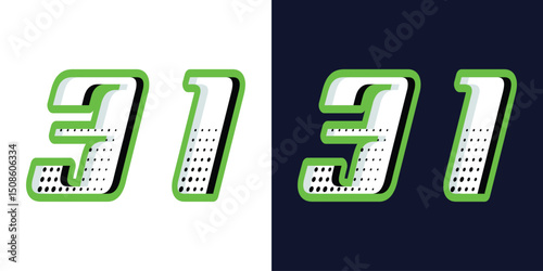 Automotive and sports number 31 racing effect vector template