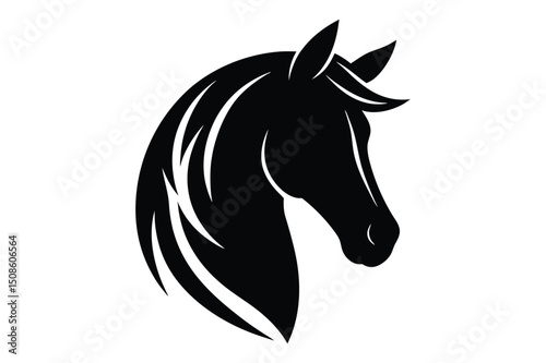 Horse head silhouette vector with curved lines | minimal and expressive animal art