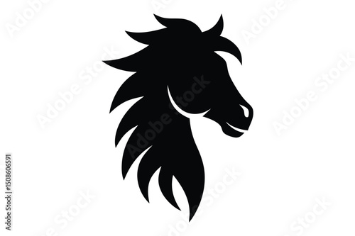 Simple horse head silhouette vector design | clear minimal wild animal drawing
