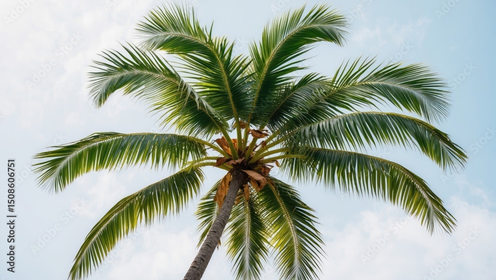 Obraz premium Coconut Palm Tree Isolated On White Background with Empty Copy Space for Text