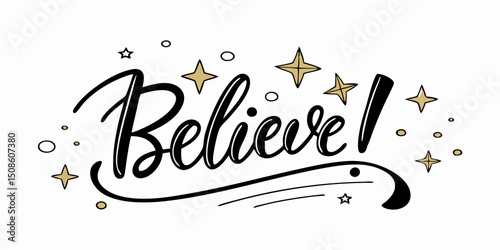 Believe! Inspirational Handwritten Typography with Stars
