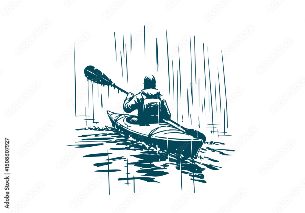 Naklejka premium Kayak hand drawn sketch vector illustration
