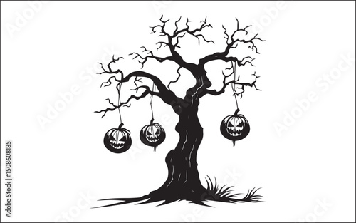 vector illustration of a halloween tree