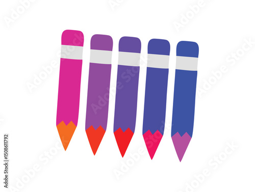 colored pencils isolated on white background