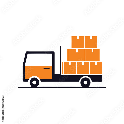 Delivery Truck with Parcel Boxes Vector design.