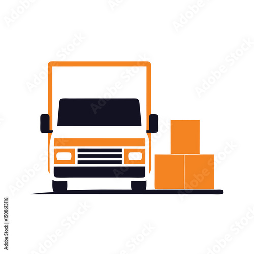 Delivery Truck with Parcel Boxes Vector design.