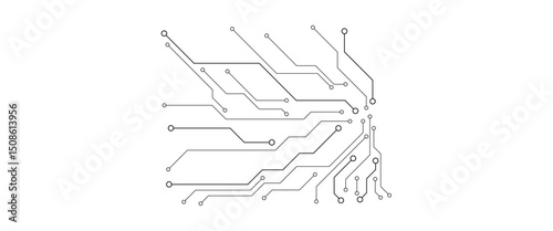 Vector Technology circuit diagram on white background. High-tech circuit board connection system.