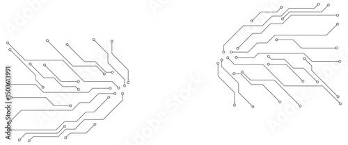 Vector Technology circuit diagram on white background. High-tech circuit board connection system.