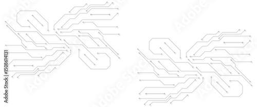 Vector Technology circuit diagram on white background. High-tech circuit board connection system.