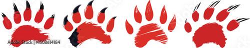 Bear Paw Prints Vector Illustration Isolated on White Background