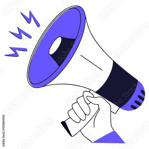Megaphone Shouting Announcement – Loudspeaker and Sound Waves Vector