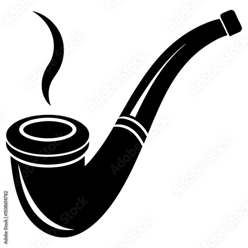 Classic Smoking Pipe – Vintage Tobacco Pipe with Smoke Vector