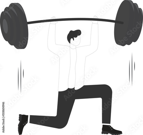 Businessman lifting a heavy barbell Illustration