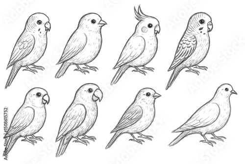 Wallpaper Mural Hand-Drawn Bird Icons Torontodigital.ca
