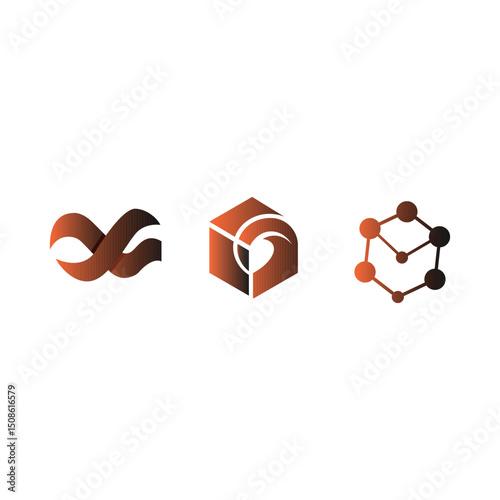 Abstract Logo Design Concepts Infinity, Cube, and Network Symbols