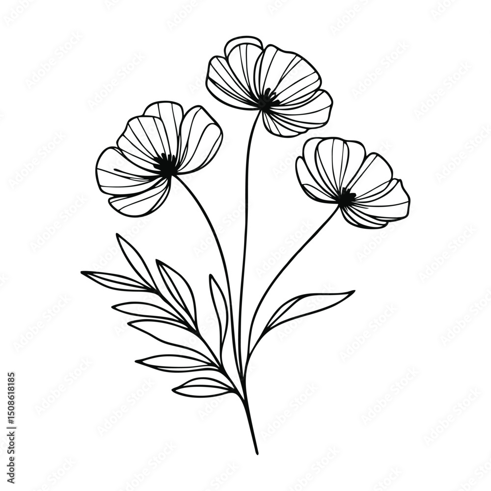 Fototapeta premium Elegant Minimalist Flower Logo – Modern Botanical Vector Emblem