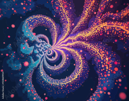 Abstract Pixel Spiral Art with Vibrant Colors