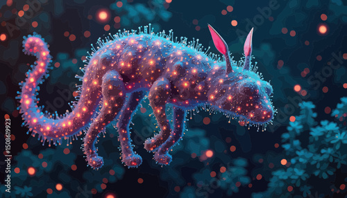 Glowing Pixel Art Fantasy Creature in Dark Forest
