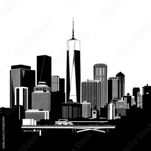 new York city skyline with transparent background PNG and JPEG image
