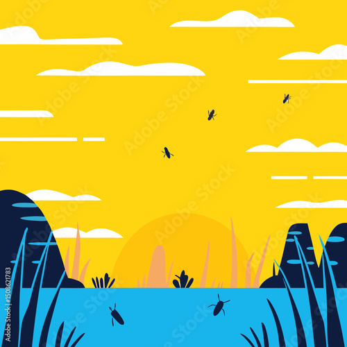 Imagine watching a sunset on a distant alien world. What color is the sky? How does the light change the landscape? What creatures or lifeforms respond to the dimming light