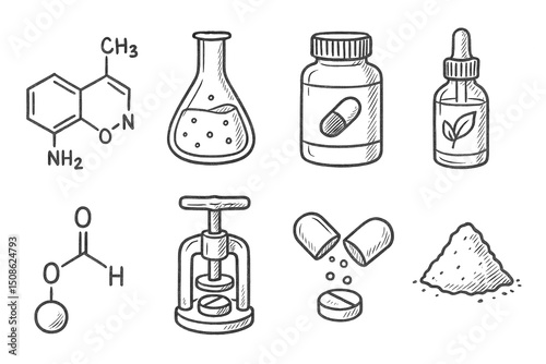 Pharmacy Sketch Icons