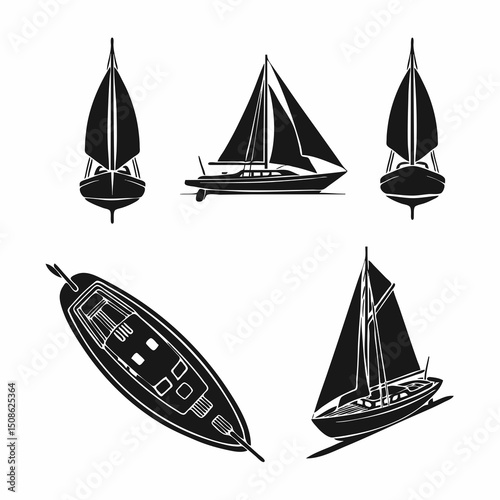set of sailing ships and boats