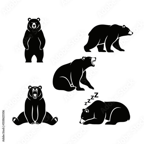 set of bear silhouettes